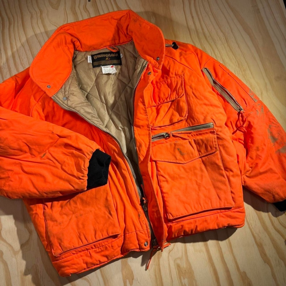 80s vintage Gamehide orange puffer jacket